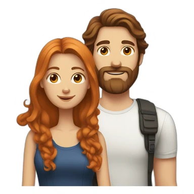 Bearded white man with dark hair and girlfriend with long ginger hair sticker