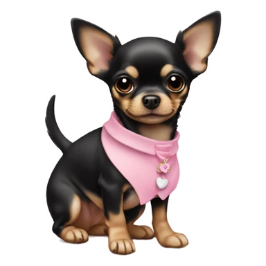 black & tan chihuahua puppy wearing a pink dress sticker