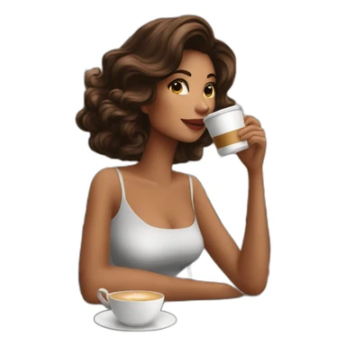 A beautiful brunette influencer drinking coffee and eating a croissant in a French bistro  sticker