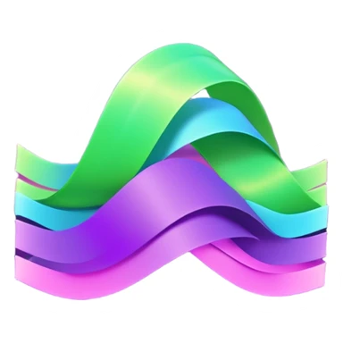 3D render of Aurora, miniature weather phenomenon, volumetric particle effects, wavy glowing neon green and purple ribbons in the sky, elemental energy, emoji style, isolated on white background --v 6.0. sticker