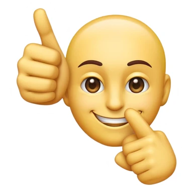 A single emoji that combines a pointing finger and a smirking face - a face with a sly smirk that has one arm extending with a pointing finger sticker