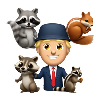Donald trump holding a squirrel and raccoon  sticker