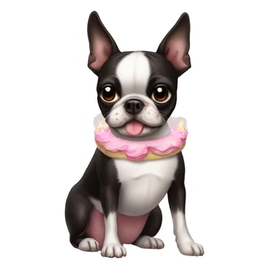 Boston terrier wearing tutu with birthday cake  sticker