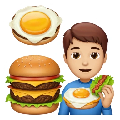 can you make me a breakfast item mixed into a lunch item? so like half burger half breakfast sandwhich. can you make the half be vertical so left side is breakfast sandwhich and right side is a burger sticker