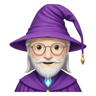 dumbledore white hair, wear glasses, purple magic hat sticker