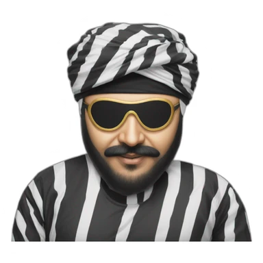 Daler mehndi blindfold in prison stripes sticker