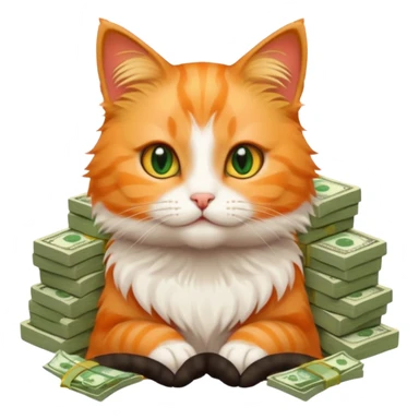 Cute cat surrounded by money sticker