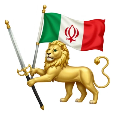 irans flag before revolution 1979, green white and red with lion in middle. sticker