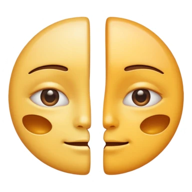 Minimal emoji of a face split into two halves, one side puffy and shiny, the other side slim and matte, clear before-and-after effect, simple wellness icon style, no beauty or medical elements
 sticker