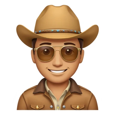 cowboy emoji with peaceful smile, wearing sunglasses sticker
