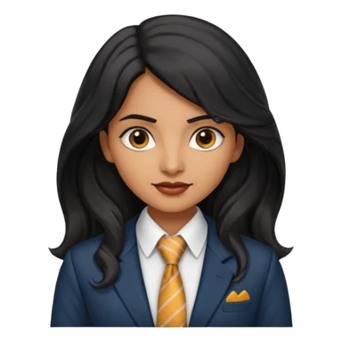 wavy long black haired indian woman with tie and blazer sticker