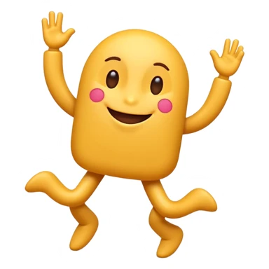 A cute 3D emoji of the English letter 'A' with cartoon arms and legs, dancing happily. Vibrant colors, expressive eyes, smiley face, high quality, white background, sticker style, glossy finish. sticker
