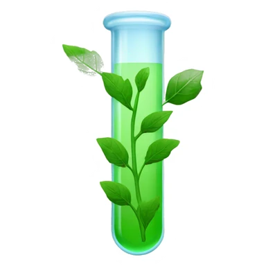 Test tube surrounded with green leaves sticker