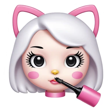  hello Kitty SANRIO holding an eyelash mascara spoolie sticker