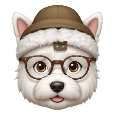 Westie Dog with Glasses and hat sticker