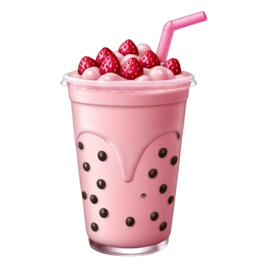 strawberry boba milk tea sticker