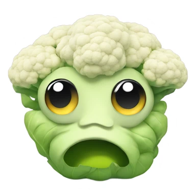 cauliflower looks into the mirror with big eyes sticker
