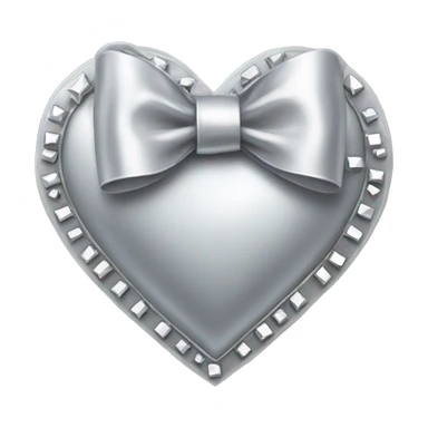 a silver heart-shaped studded bow sticker