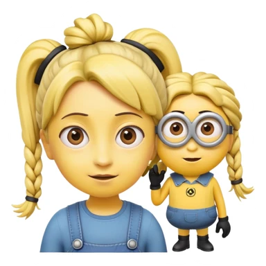 yellow minion character with girl hair, pigtails sticker