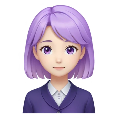“Create a looped animated avatar of a gentle anime-style virtual assistant girl. She has soft facial expressions, intelligent eyes, and a calm smile. The background is a subtle violet gradient. The animation should be calm and soft — blinking, hair movement, gentle sparkle in the eyes. Format: circular avatar. Resolution: 512x512 px. Style: clean anime + tech feel.” sticker