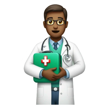 doctor holding first aid kit sticker