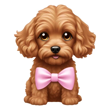 Cavapoo girl dog with baby pink bow sticker