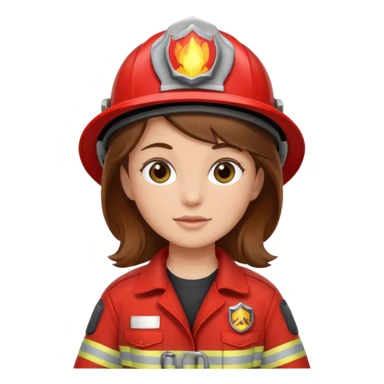 girl fireman with brown hair sticker