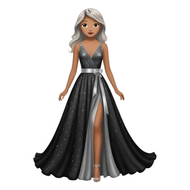 black glittery prom dress with silver sash  sticker