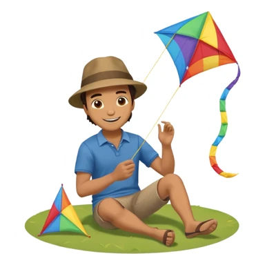 man making a kite. in the ground sticker