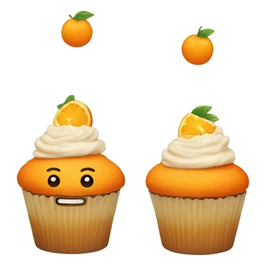Orange cupcake with a happy face sticker