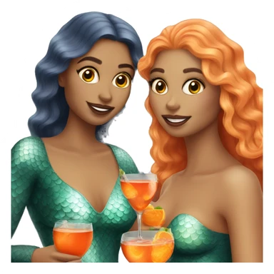 Three beautiful mermaids (light skin) drinking aperol sticker