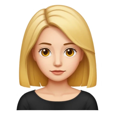 woman with shoulder-length hair with outward tips, emoji style sticker