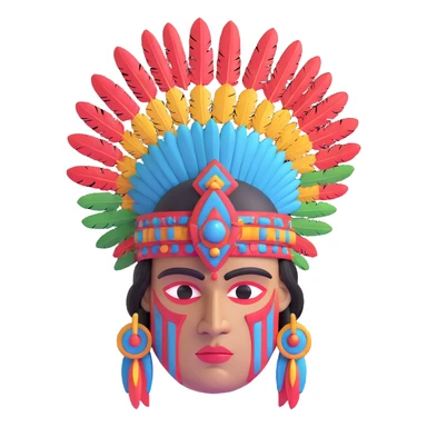 Toltec warrior stone head with elaborate feather headpiece sticker