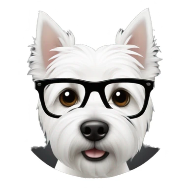 west highland white terrier with black glasses sticker