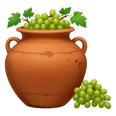 empty terracotta vase with grapes next to it sticker