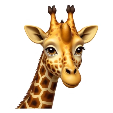 Cinematic Comical Giraffe Portrait Emoji, Head tilted dramatically with an exaggeratedly amused expression, featuring a striking, patterned Fur with playful patches and a long, quirky neck, wide, expressive eyes filled with playful disbelief, Simplified yet hilariously expressive features, highly detailed, glowing with a slightly sassy glow, high shine, dramatic yet playful, stylized with an air of cheeky mischief, bright and endearing, soft glowing outline, capturing the essence of a spirited and over-the-top giraffe, so meme-worthy it feels like it could tower its way into internet fame instantly! sticker