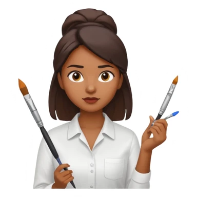 business woman painting sticker