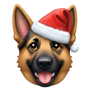 german shepherd with christmas hat sticker
