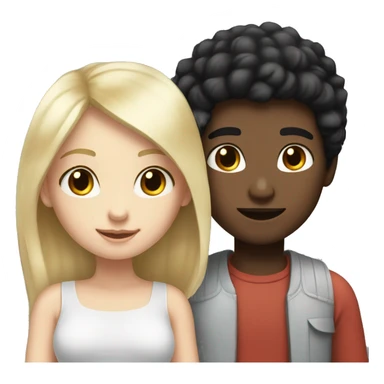 black hair boy and blonde hair girl white skin tone in love sticker