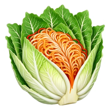 sliced napa cabbage with kimchi red seasoning, no green, no face sticker