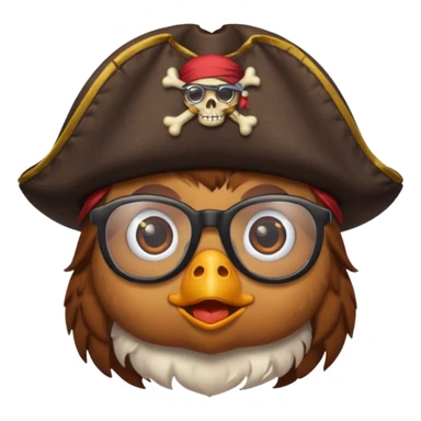 chick animal with glasses, pirate sticker