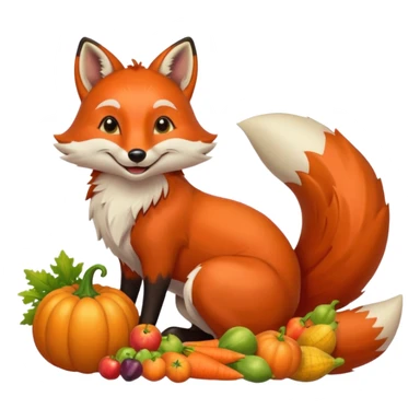 thanksgiving cornucopia and smiling fox sticker