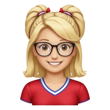  Sexy Dominatrix blonde hair and glasses full body in a cheerleaders outfit  hair ties back sticker
