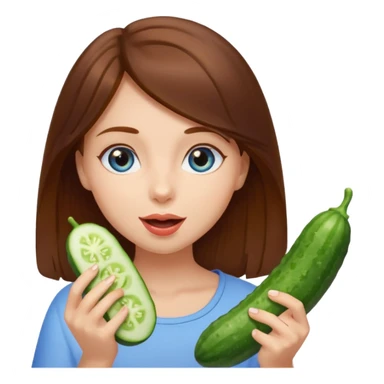 I want a brown hair, blue eyes girl. Holding and licking cucumbers sticker
