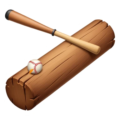 Une buche de bois avec une batte sticker