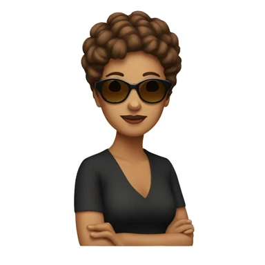 Queen emoji with short brown hair and sunglasses sticker