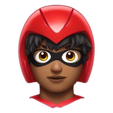 Red Power Ranger with a wig sticker