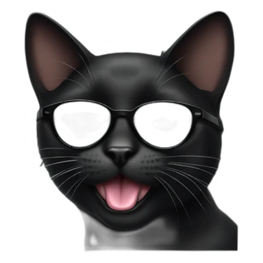 black cat wearing sunglasses with tongue out  sticker