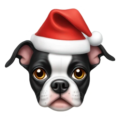 boston terrier wearing santa hat sticker