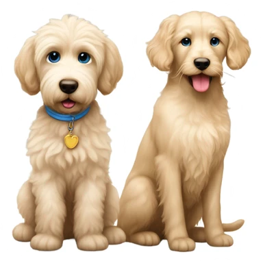 Goldendoodle with a Siamese cat sticker